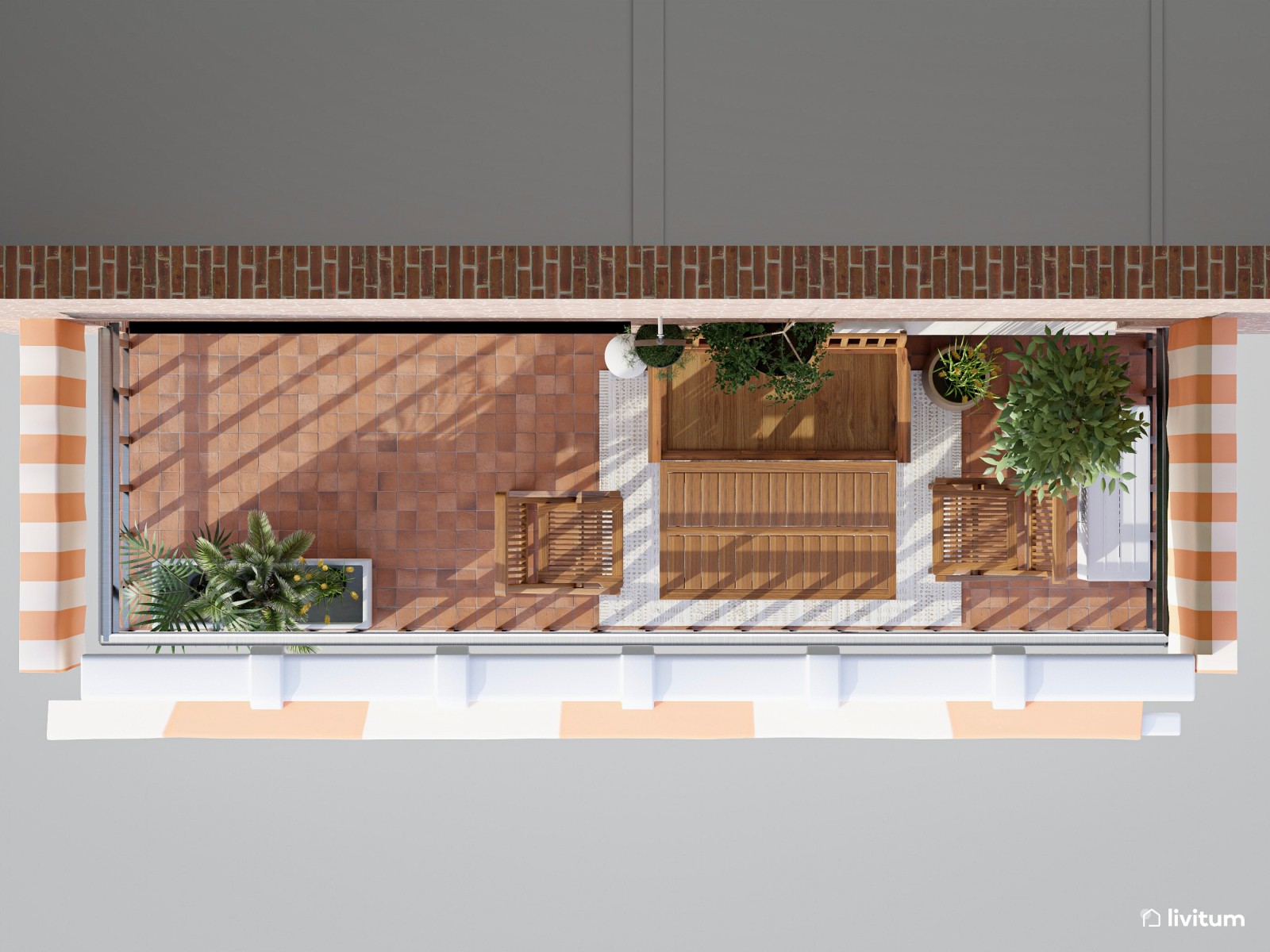 Acogedor balcón con zona de comedor