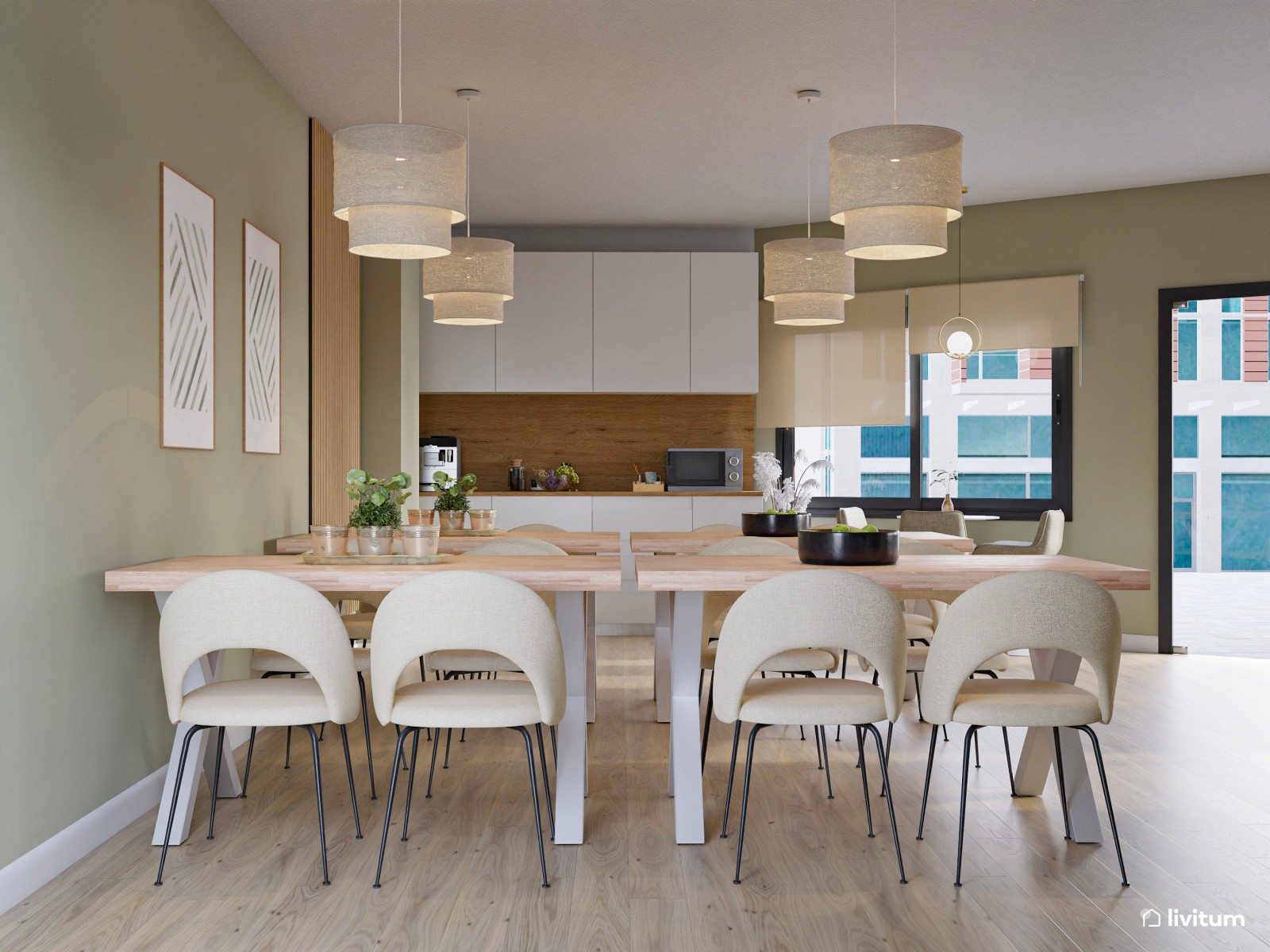 Acogedor comedor de oficina con varios ambientes