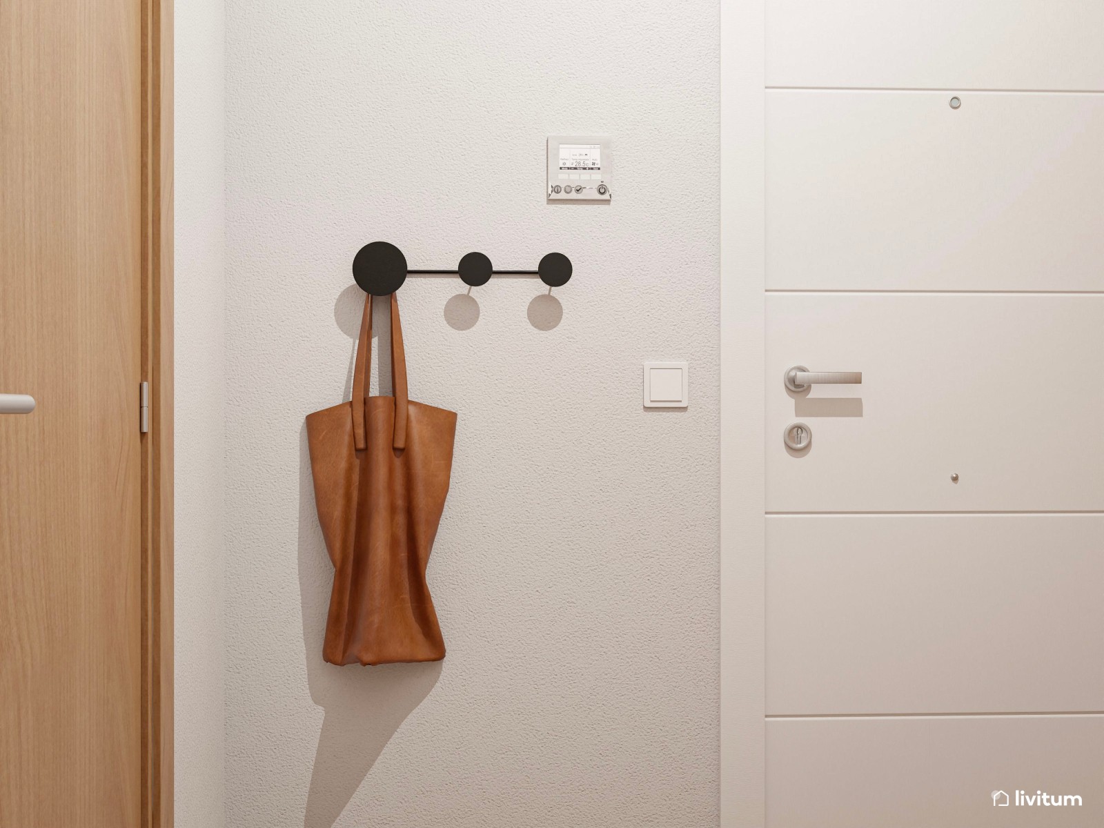 Acogedor recibidor de madera con consola flotante 