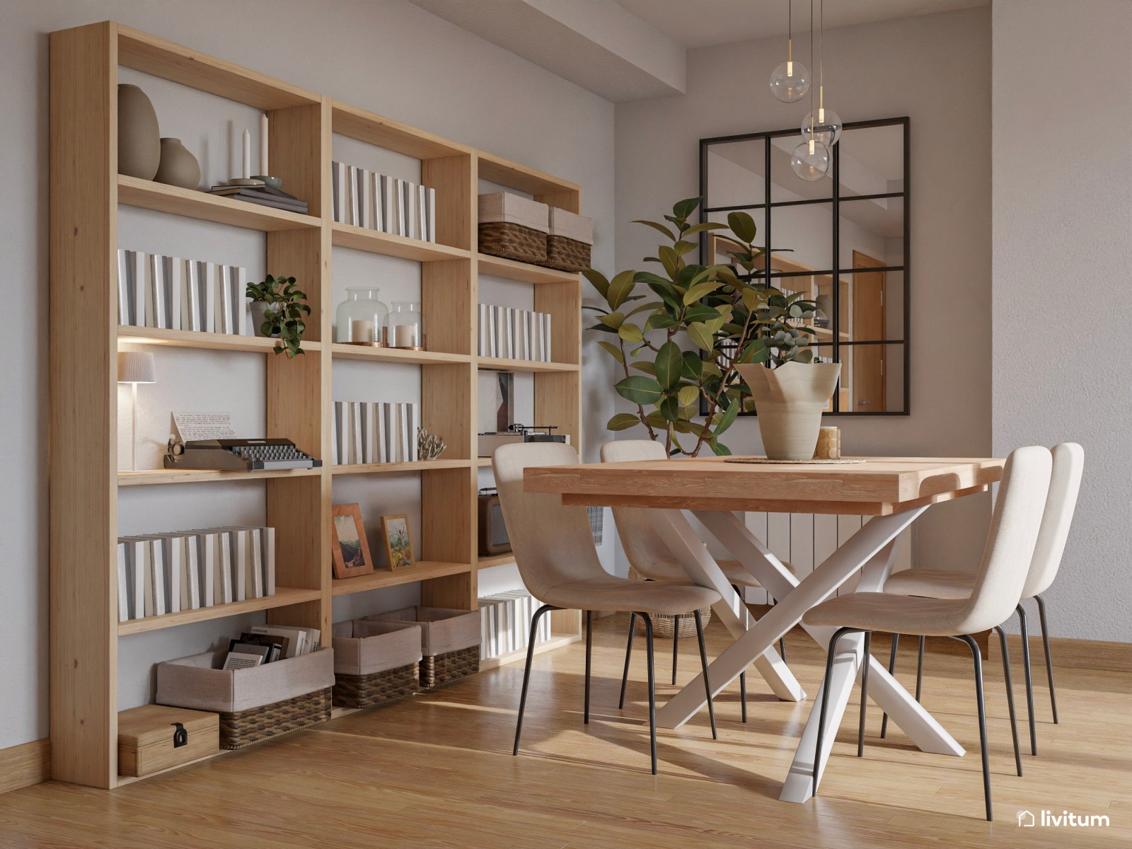 Acogedor salón comedor nórdico de 22 m² 