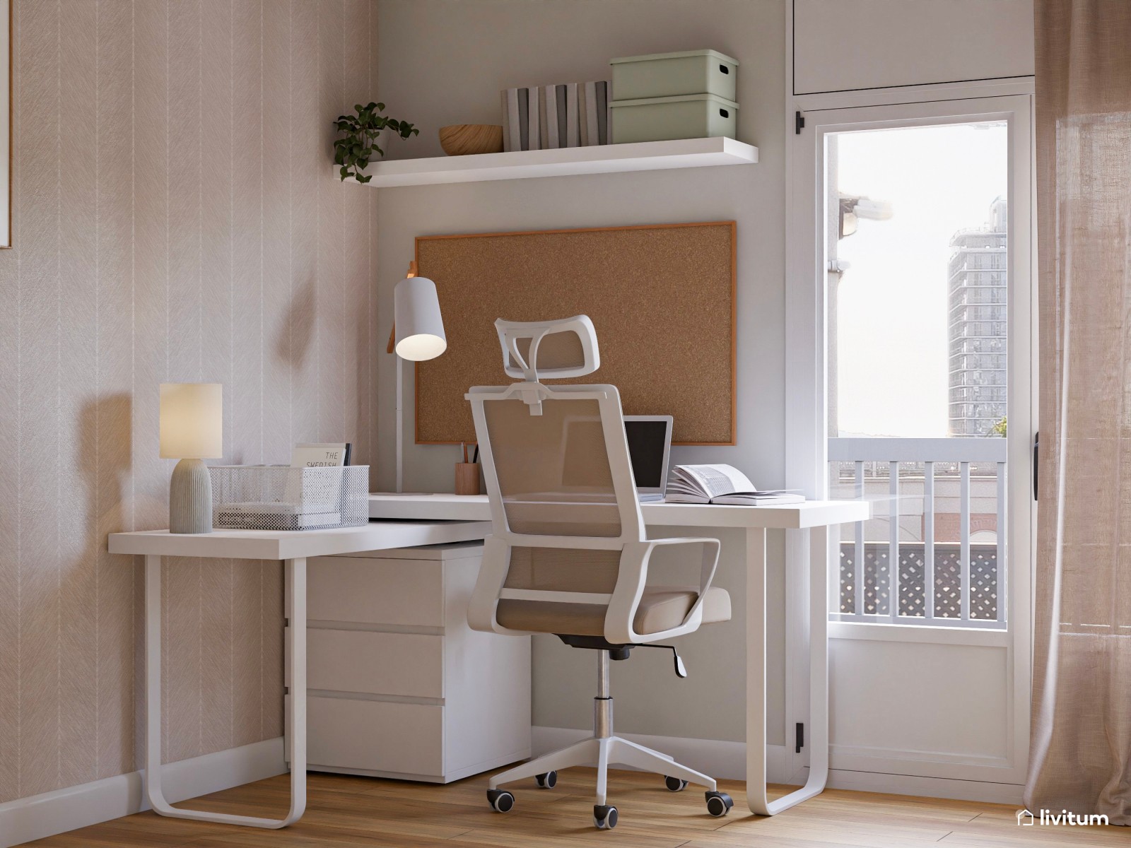 Agradable dormitorio individual con escritorio y vistas al exterior