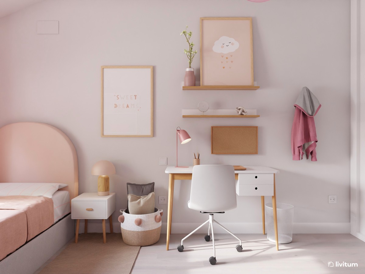 Agradable y dulce habitación infantil en rosa