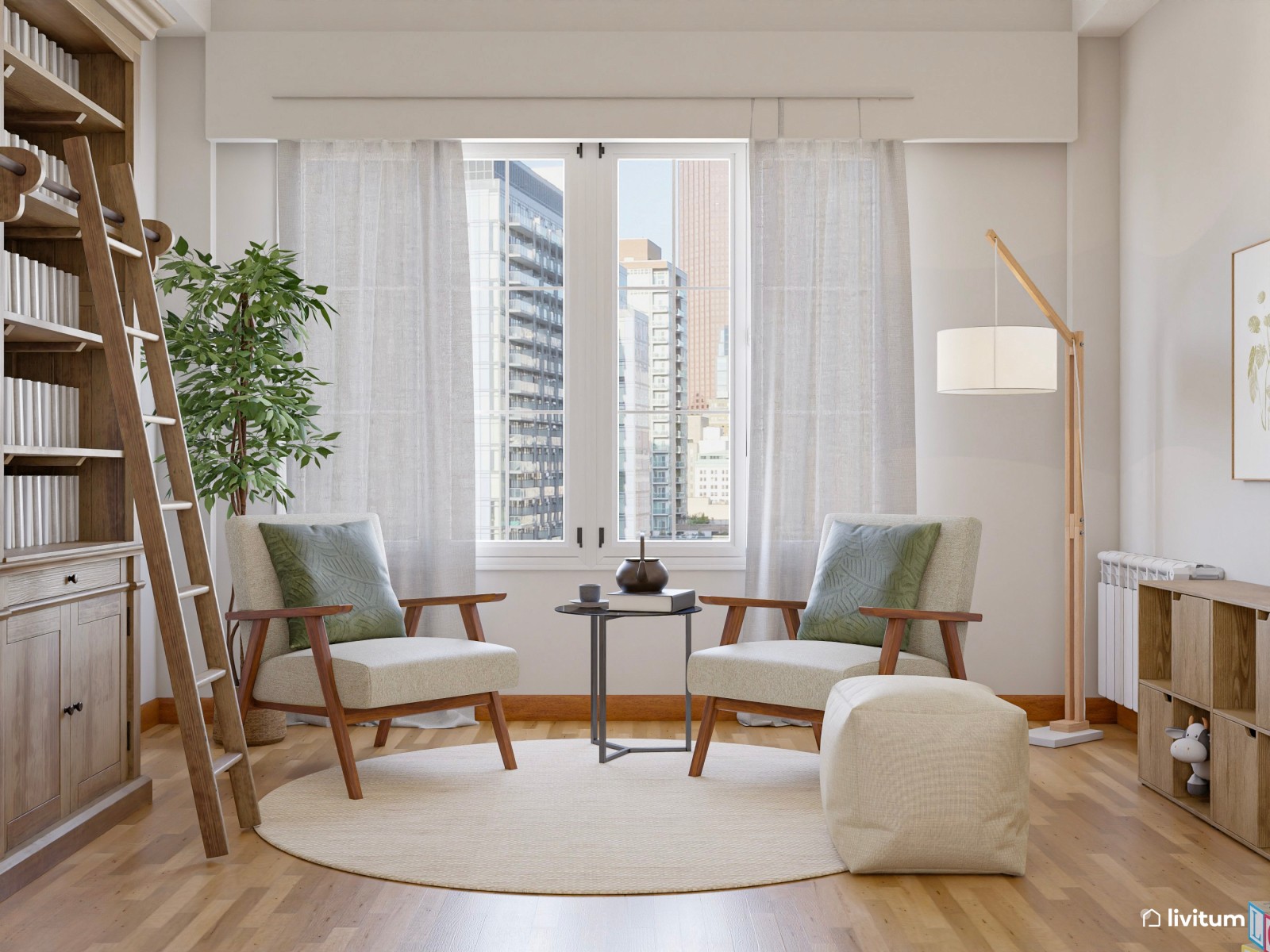 Amplio salón con zona de juegos y mucho almacenaje
