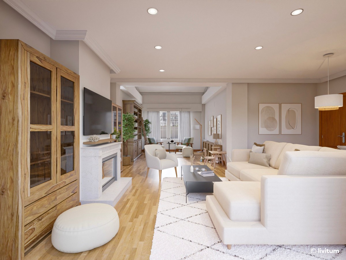 Amplio salón con zona de juegos y mucho almacenaje