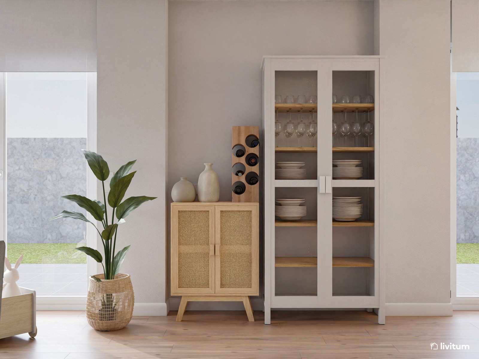 Amplio salón de estilo contemporáneo con cocina abierta