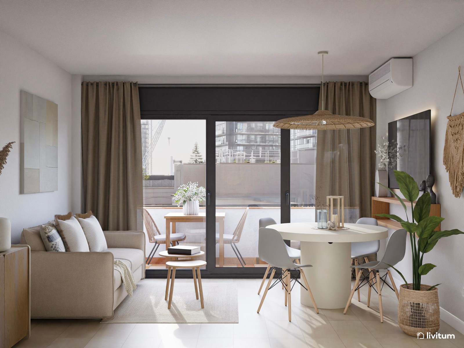 Apartamento de 28 m² con salón comedor, cocina, dormitorio y terraza