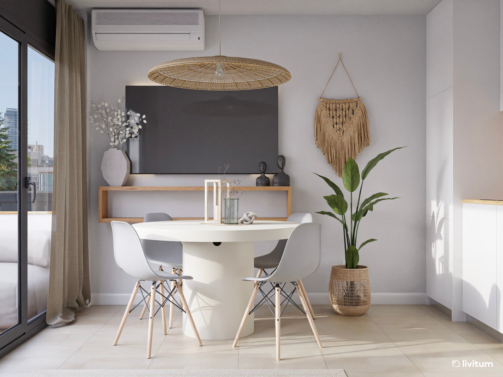 Apartamento de 28 m² con salón comedor, cocina, dormitorio y terraza