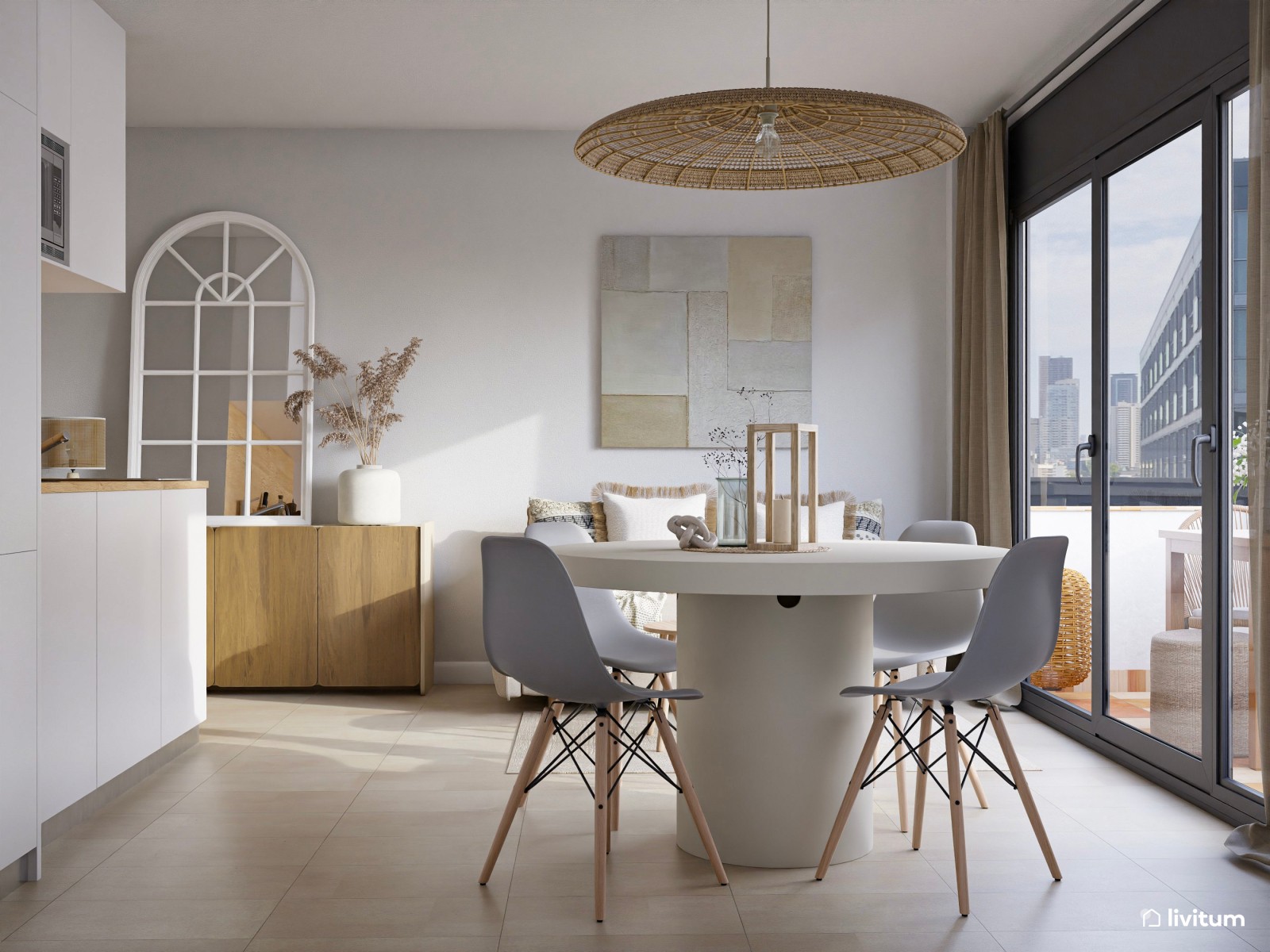 Apartamento de 28 m² con salón comedor, cocina, dormitorio y terraza