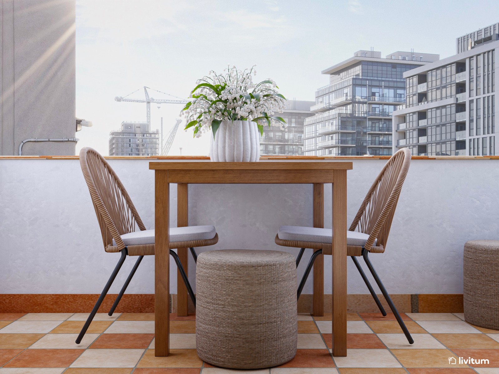 Apartamento de 28 m² con salón comedor, cocina, dormitorio y terraza