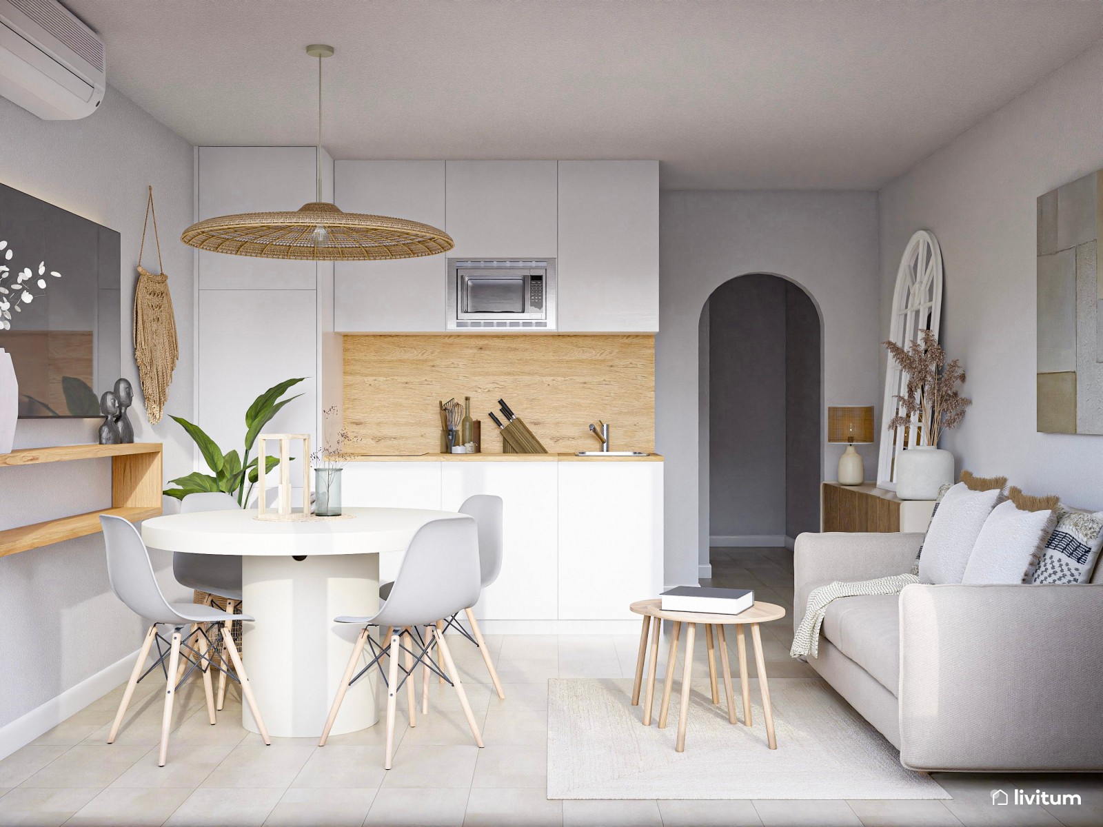 Apartamento de 28 m² con salón comedor, cocina, dormitorio y terraza