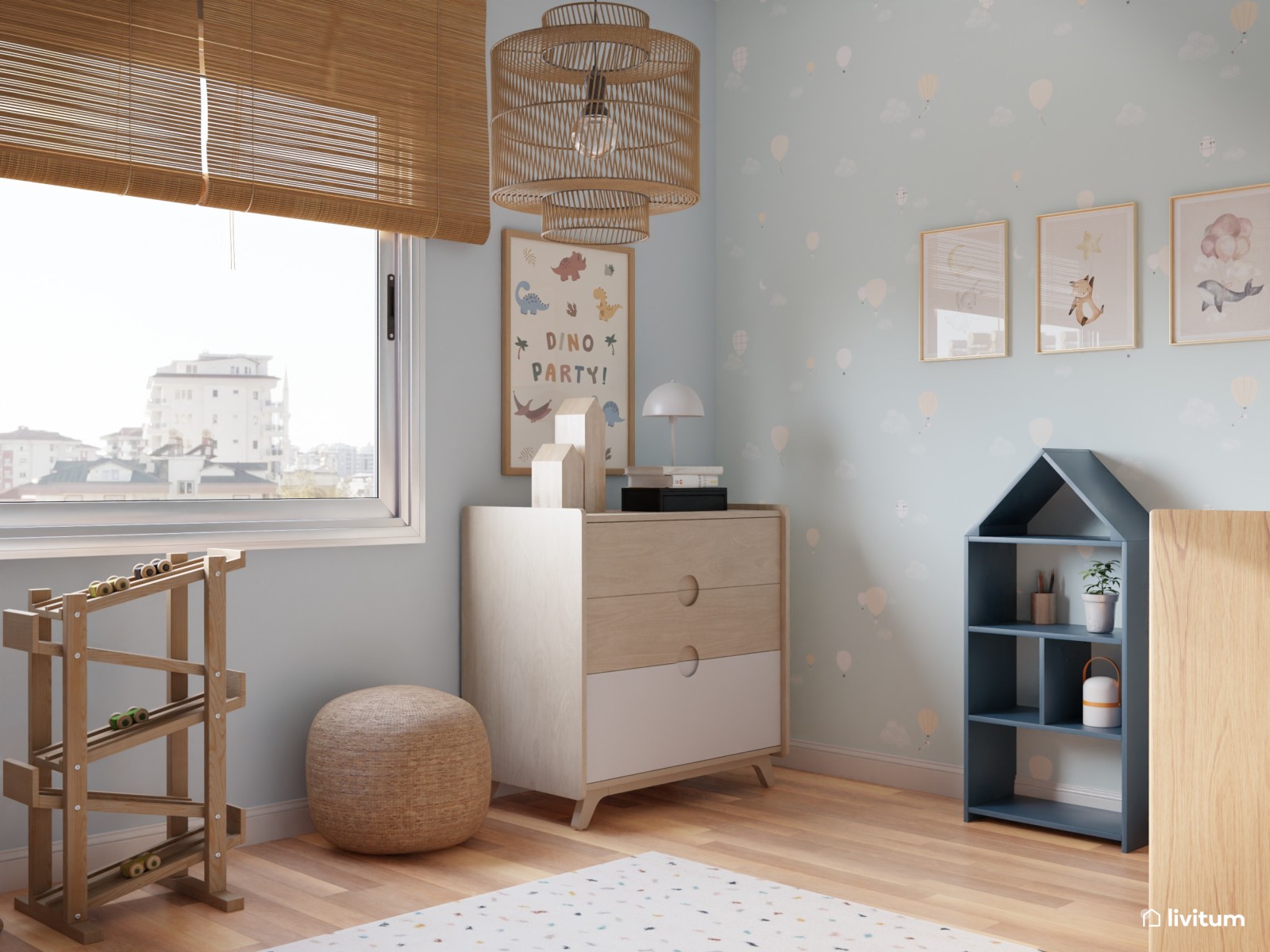 Atmósfera tranquila para esta habitación de bebé 