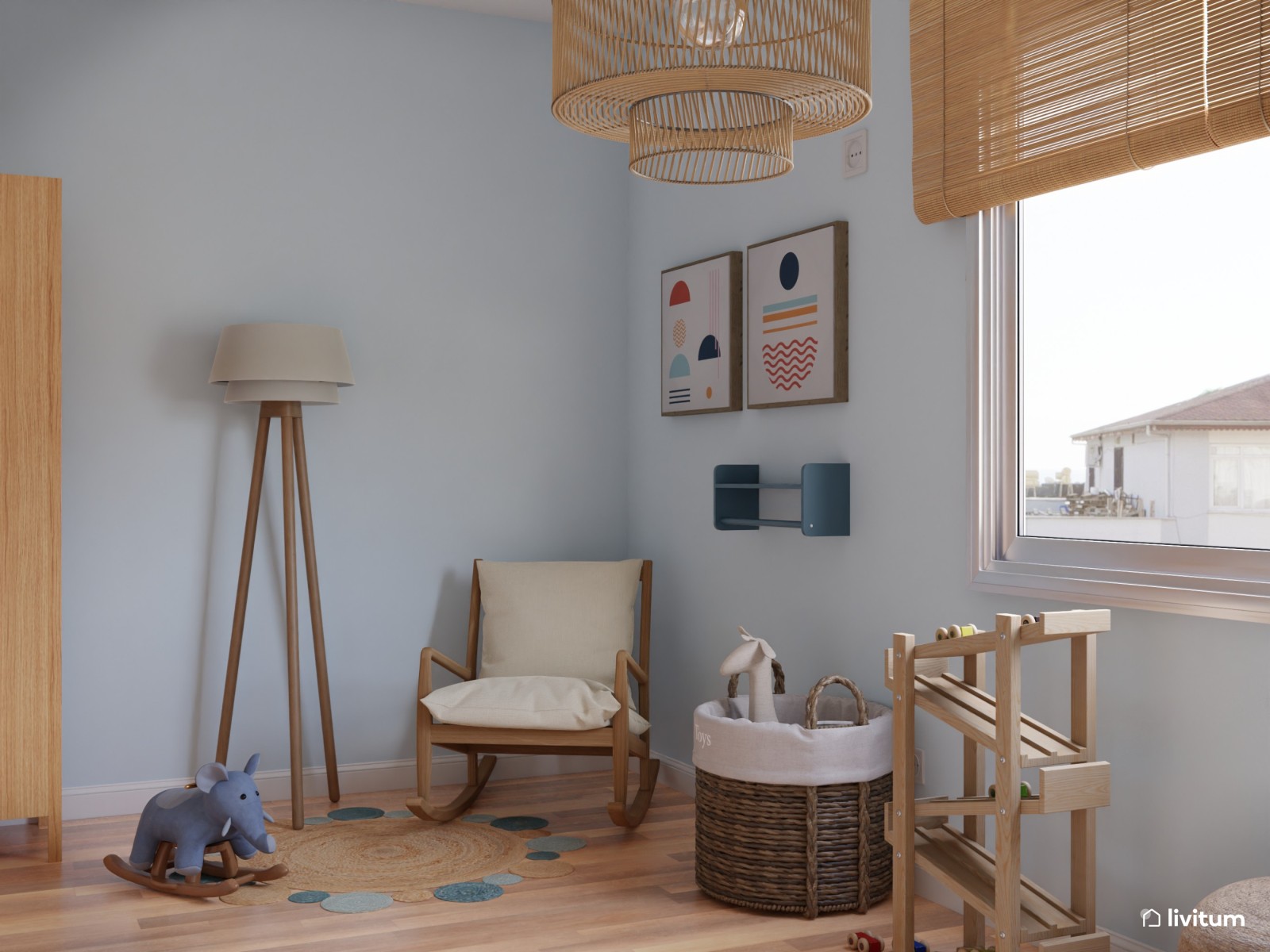Atmósfera tranquila para esta habitación de bebé 