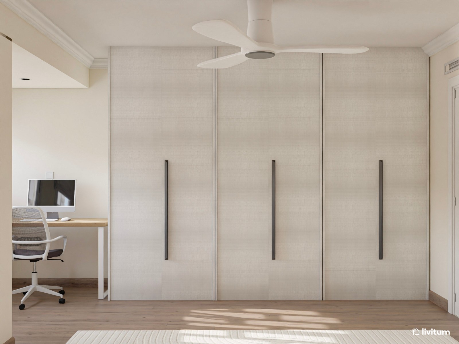 Blanco roto y texturas por doquier: un dormitorio muy moderno