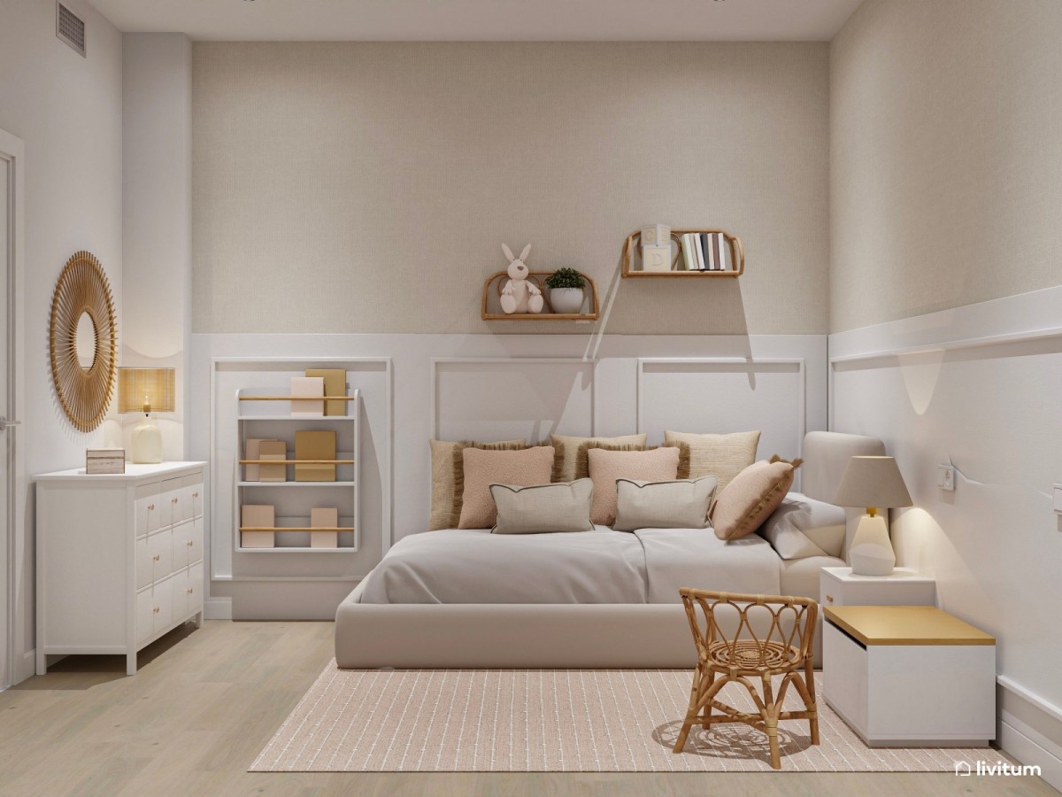 dormitorio infantil con cama baja y muebles al alcance de los ni&ntilde;os