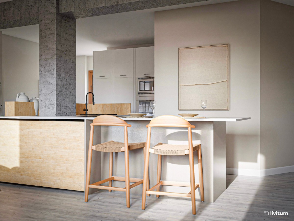 cocina de piedra y madera