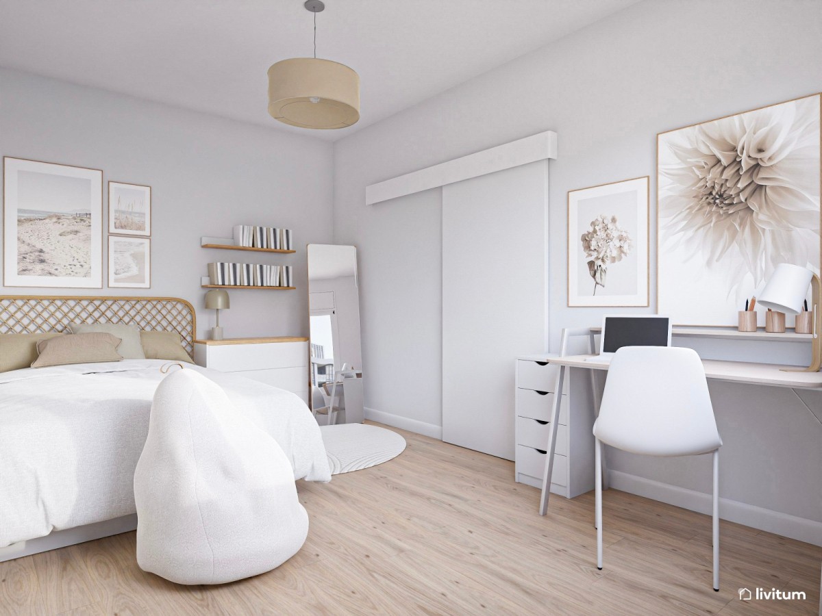 habitaci&oacute;n juvenil peque&ntilde;a con puerta corredera