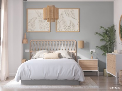 Os presentamos este dormitorio en azul y madera que transmite relax y paz 