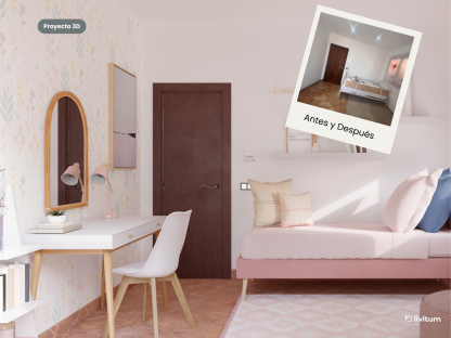 Antes y después: una habitación juvenil en rosa diseñada por Livitum 