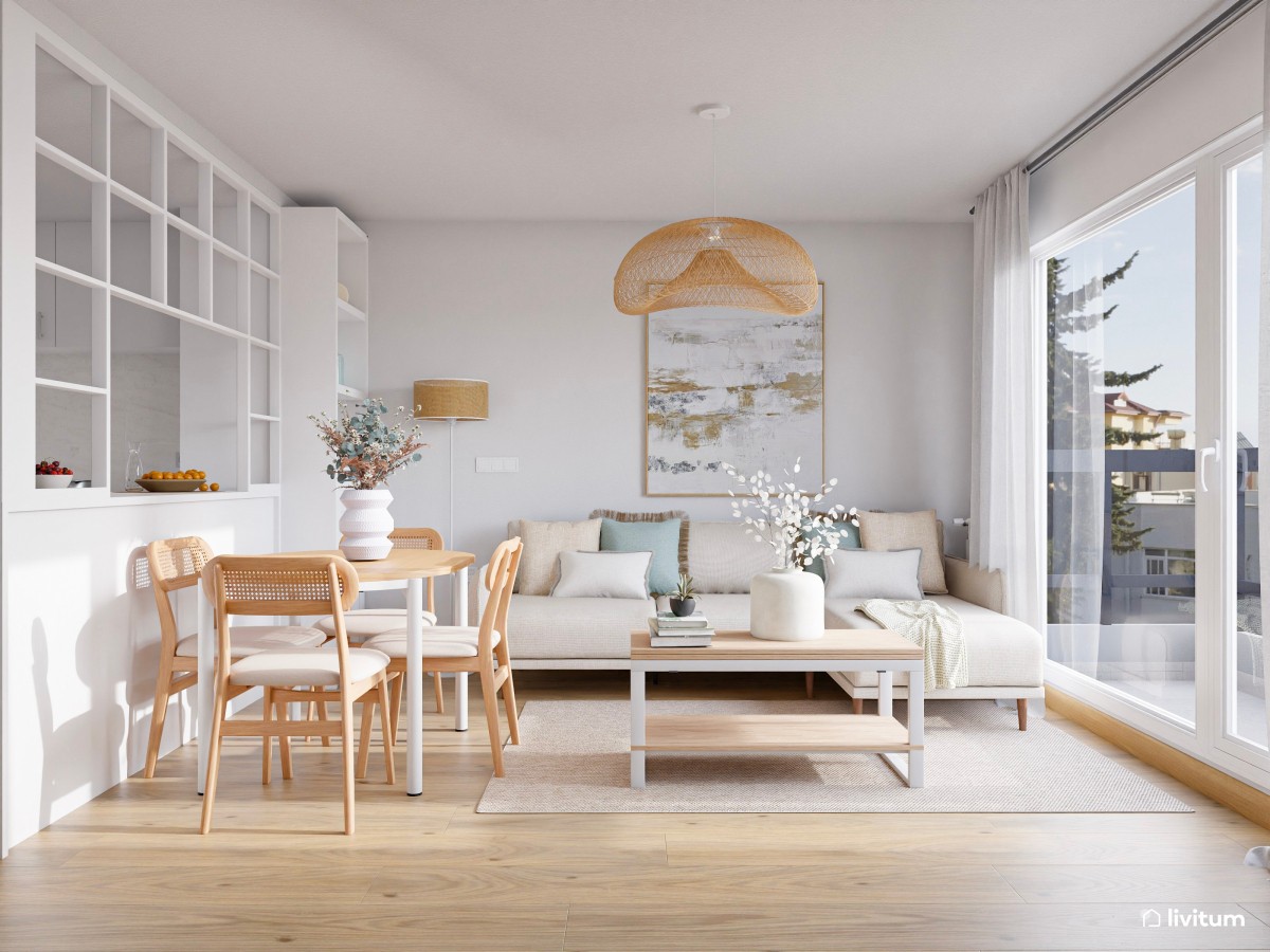 comedor peque&ntilde;o con sillas de madera y sin reposabrazos 