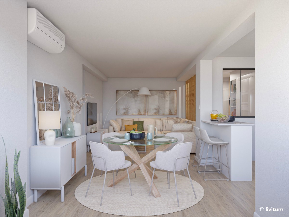 Antes y Después: salón abierto de 39 m² con recibidor y gym 
