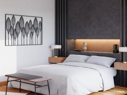 Moderno y elegante dormitorio en tonos oscuros diseñado por Yannick Serra 