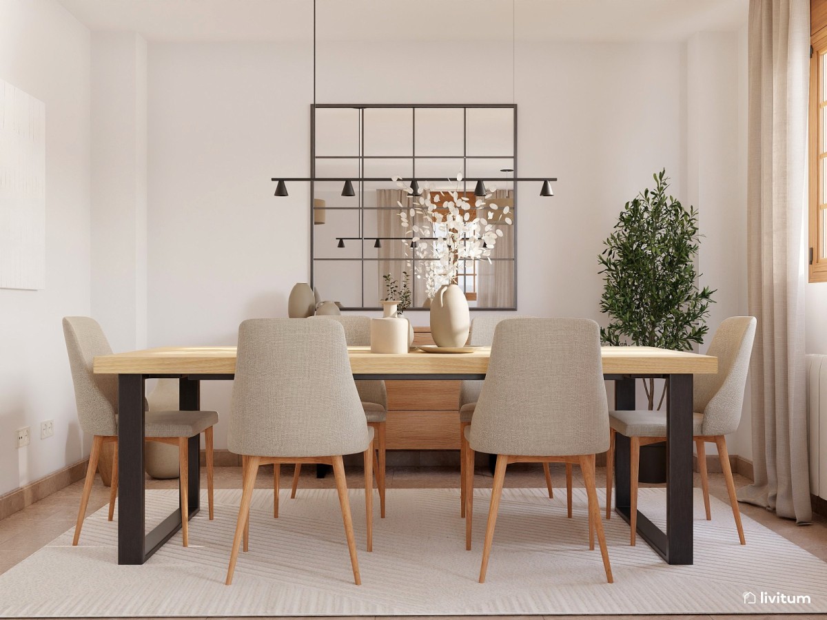 comedor con mesa de madera y 6 sillas