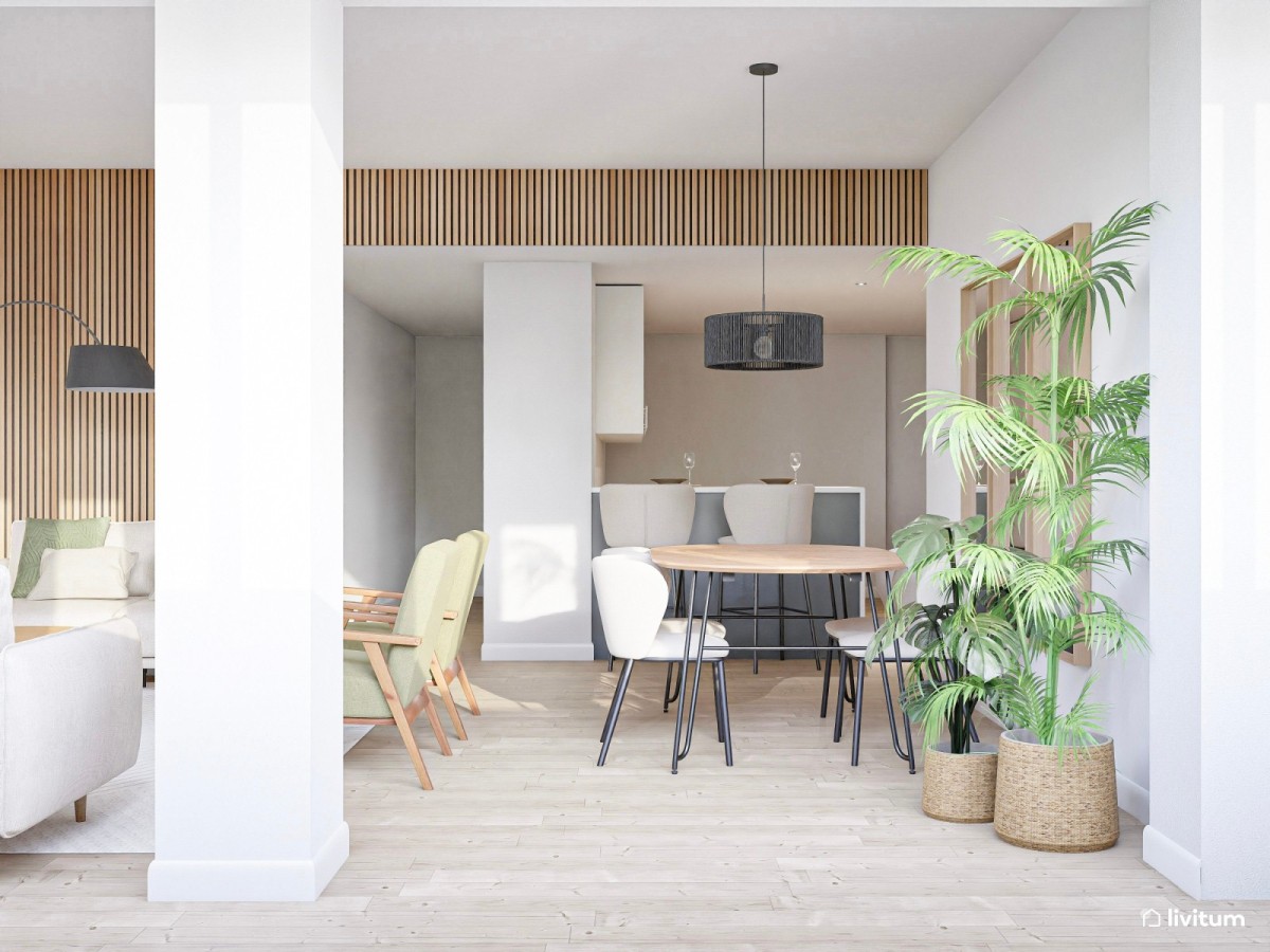 comedor con cocina semiabierta