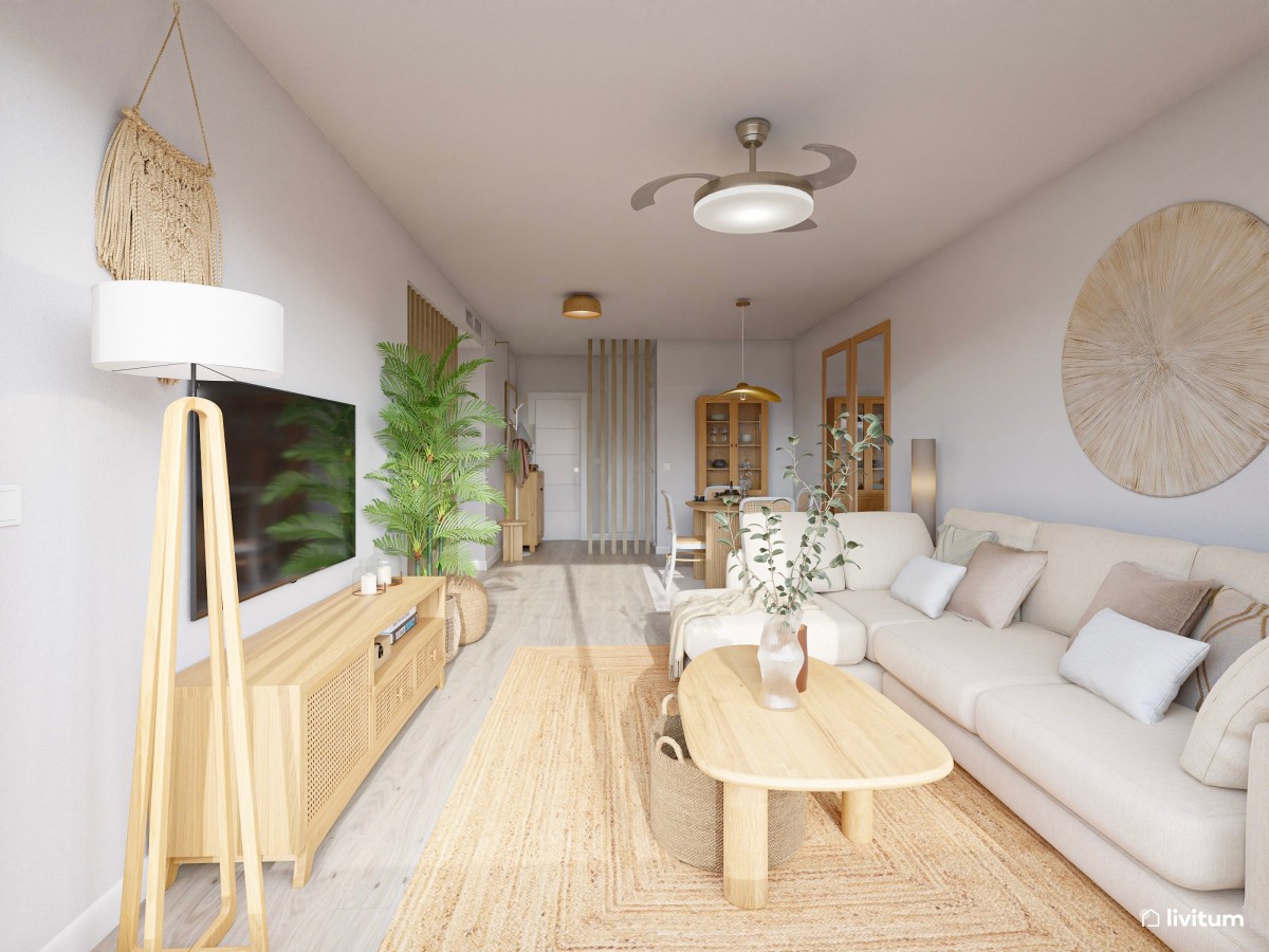 sal&oacute;n mediterr&aacute;neo estrecho y alargado de estilo mediterr&aacute;neo 