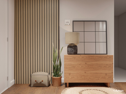 Listones de madera para decorar recibidores pequeños: una solución de diseño muy fácil de incorporar
