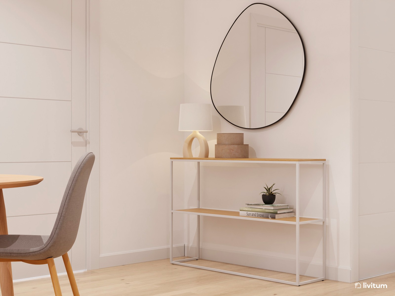 Cálido y acogedor salón comedor nórdico 