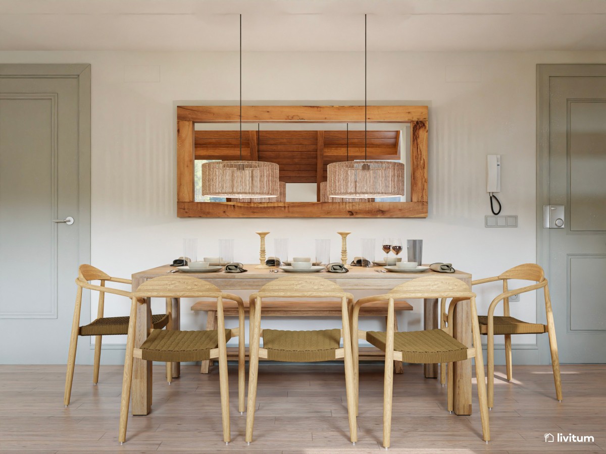 Cálido y acogedor salón comedor rústico - Livitum.com