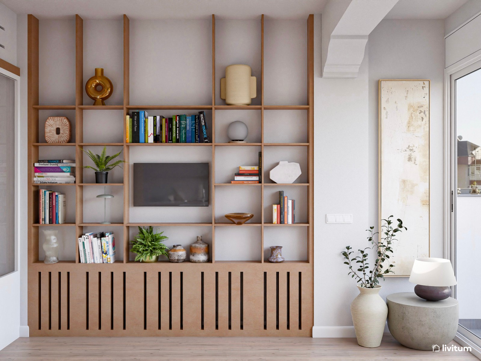 Comedor boho con cocina abierta y recibidor pequeño