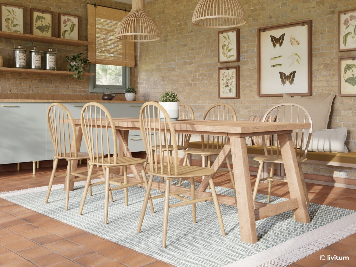 Comedor rústico con elementos naturales - Livitum.com