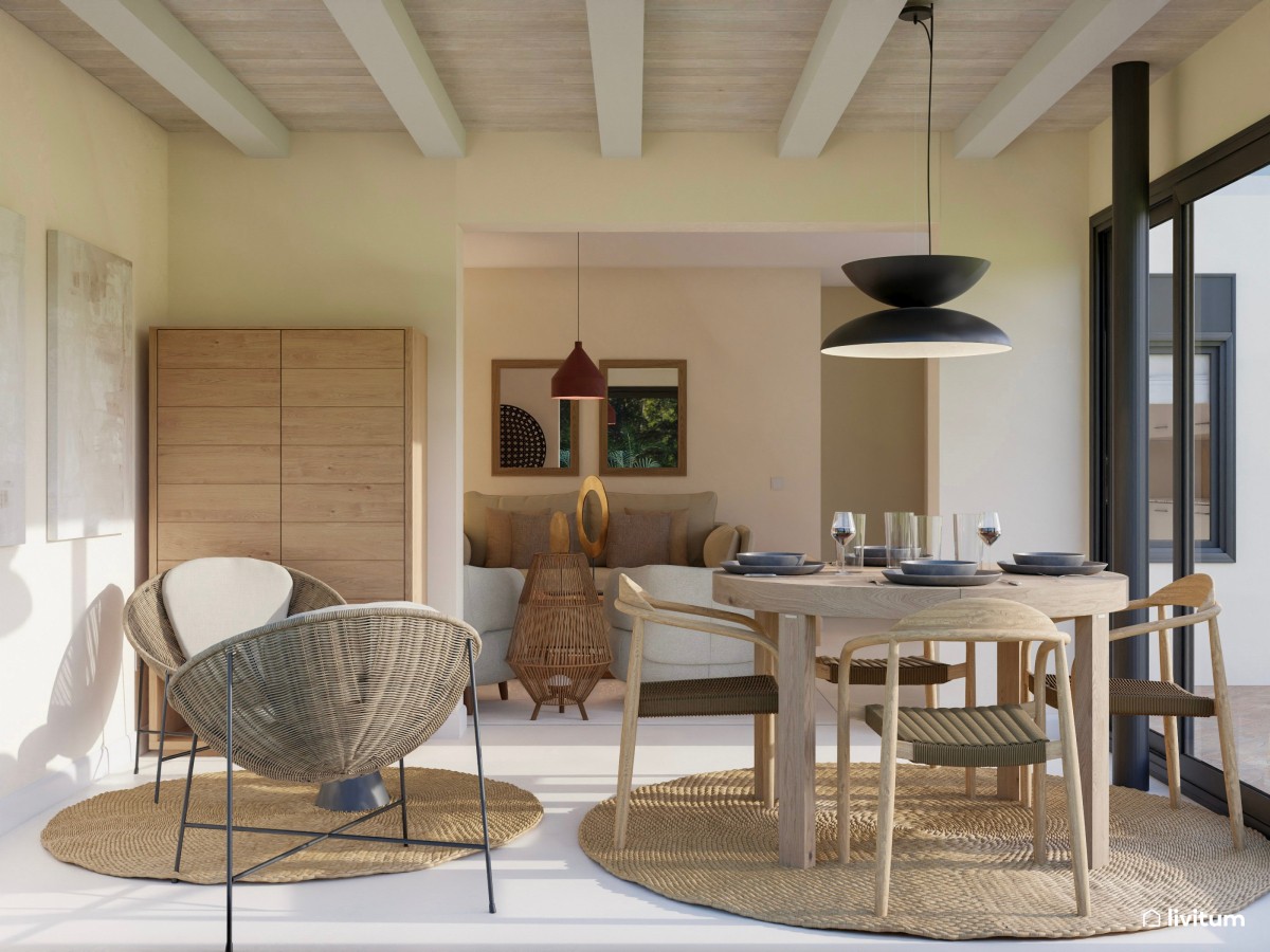 Comedor rústico y colonial con fibras naturales - Livitum.com