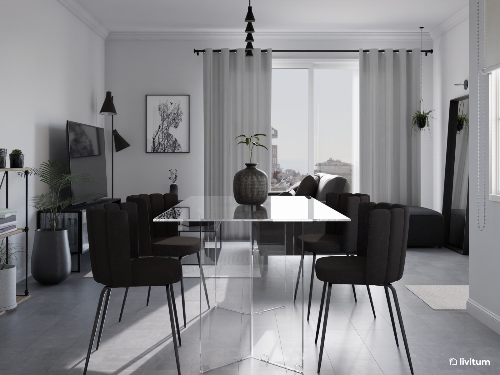 Comedor salón atemporal con fibras naturales