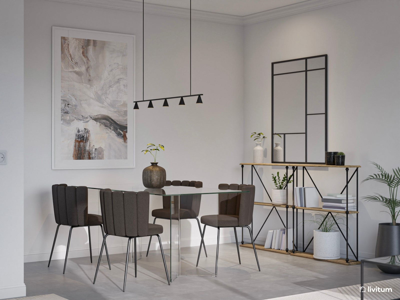 Comedor salón atemporal con fibras naturales