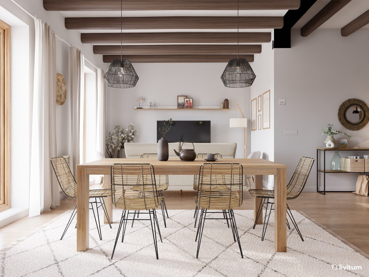 Comedor y salón rústico, colonial y nórdico - Livitum.com
