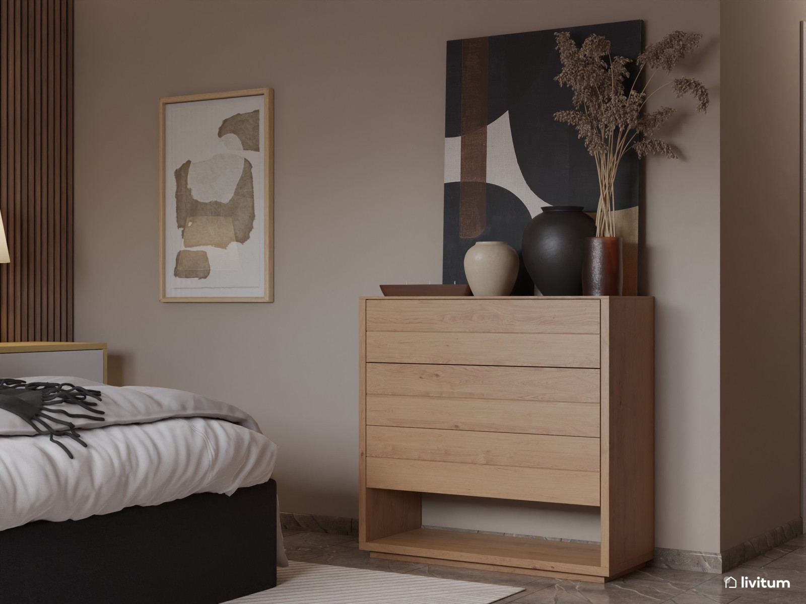 Con la elegancia de un hotel: dormitorio de lujo en tonos oscuros