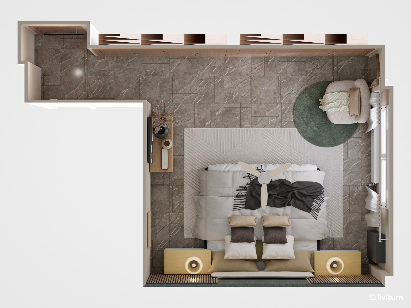 Con la elegancia de un hotel: dormitorio de lujo en tonos oscuros