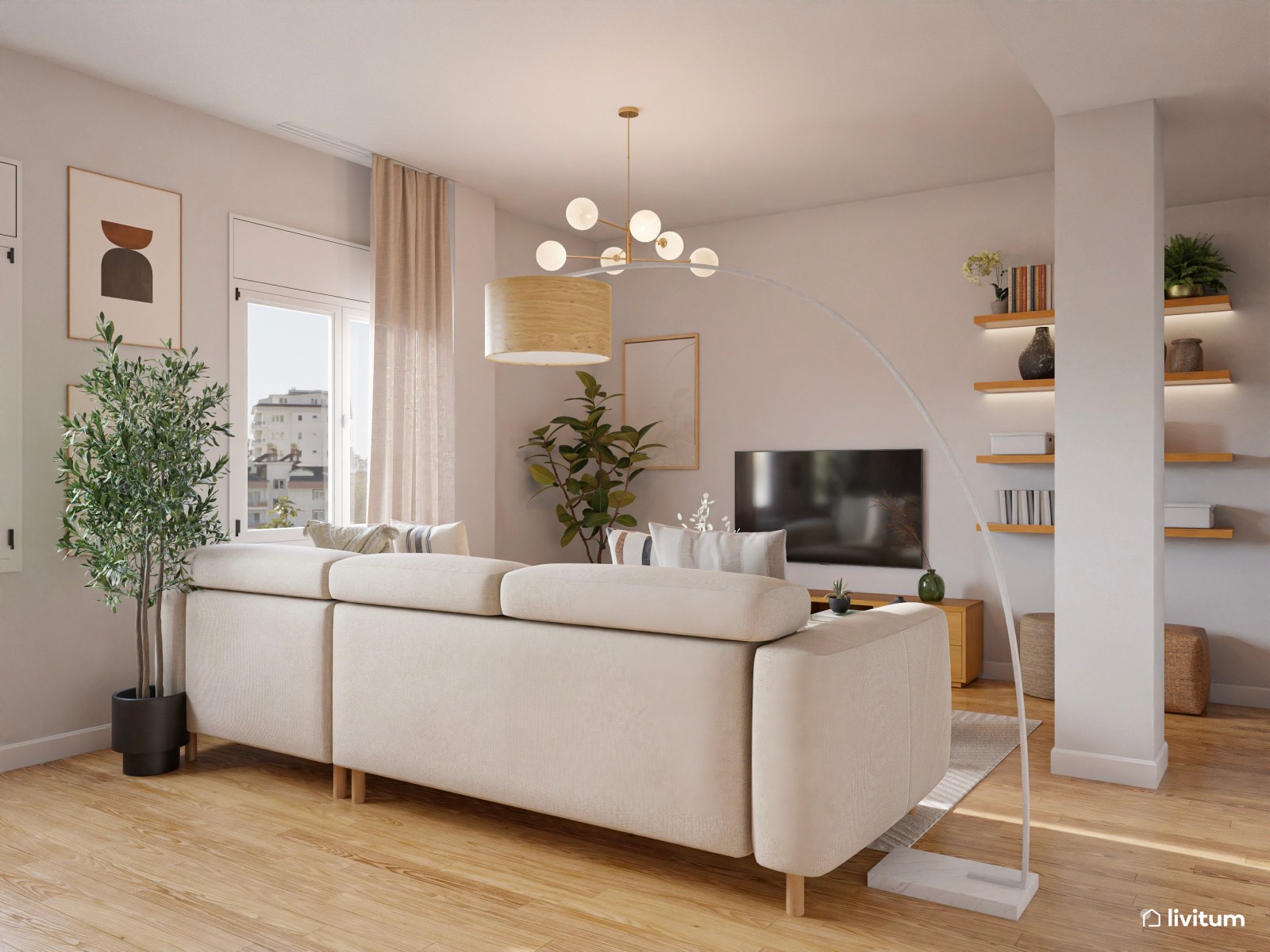 Dinamismo visual y formas curvas: un salón que lo tiene todo