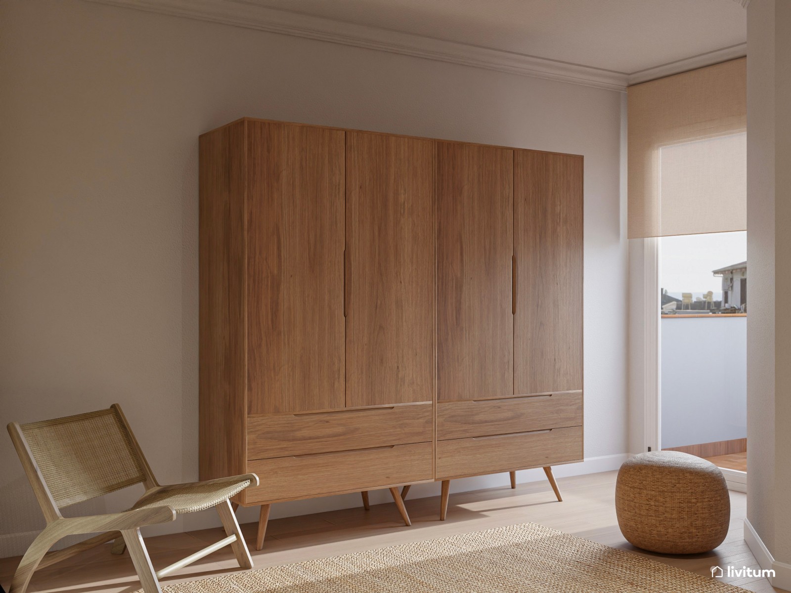 Dormitorio apacible decorado con elegancia natural y fibras orgánicas 