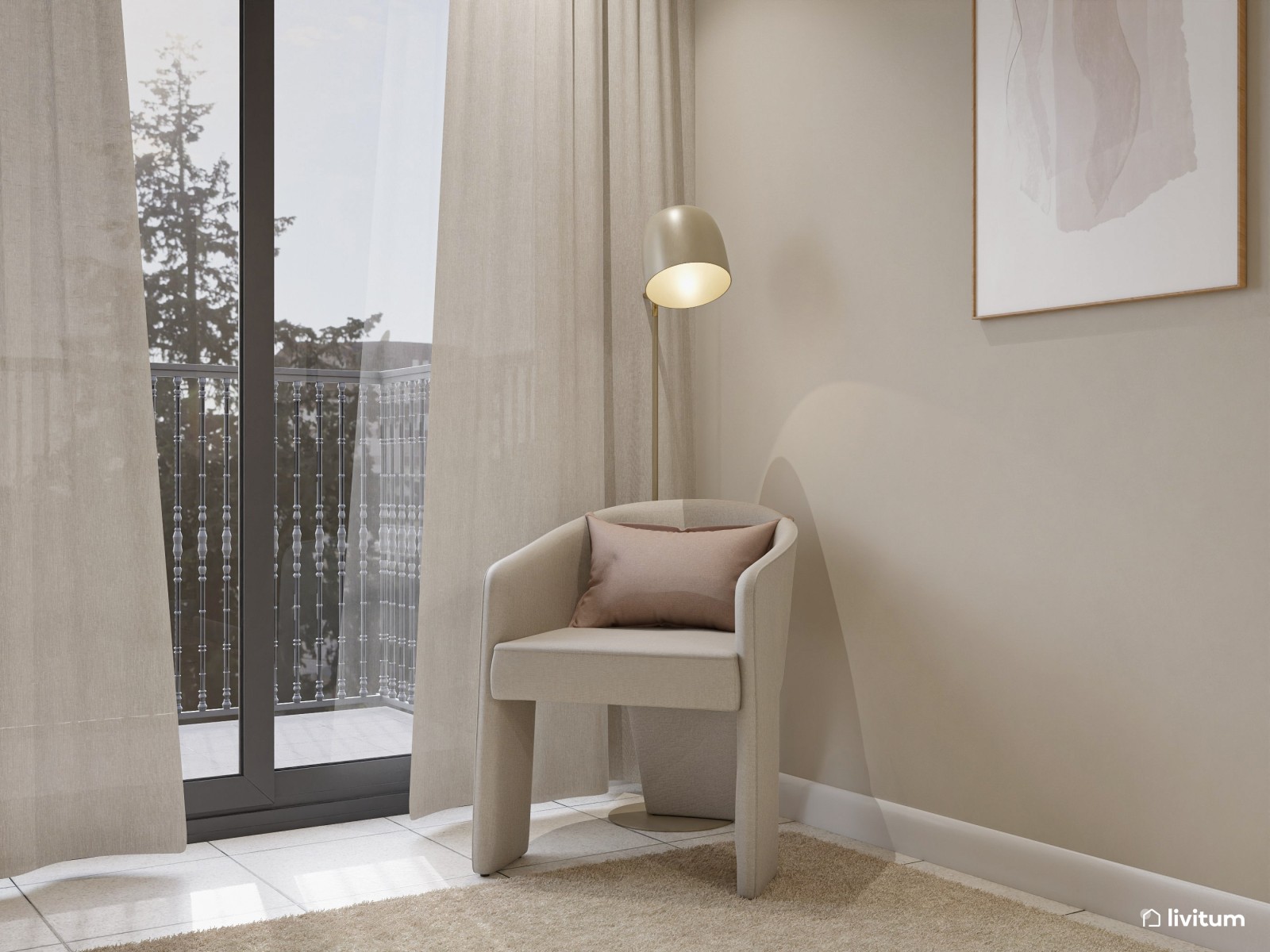 Dormitorio bohemio y moderno con papel pintado estampado