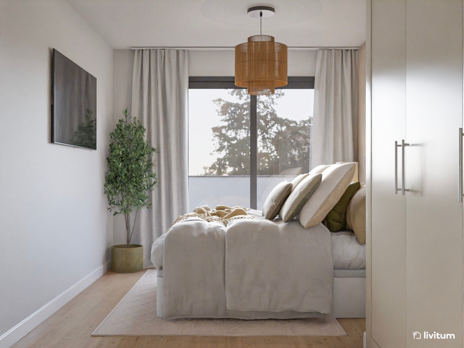Dormitorio boho con texturas y relieves interesantes