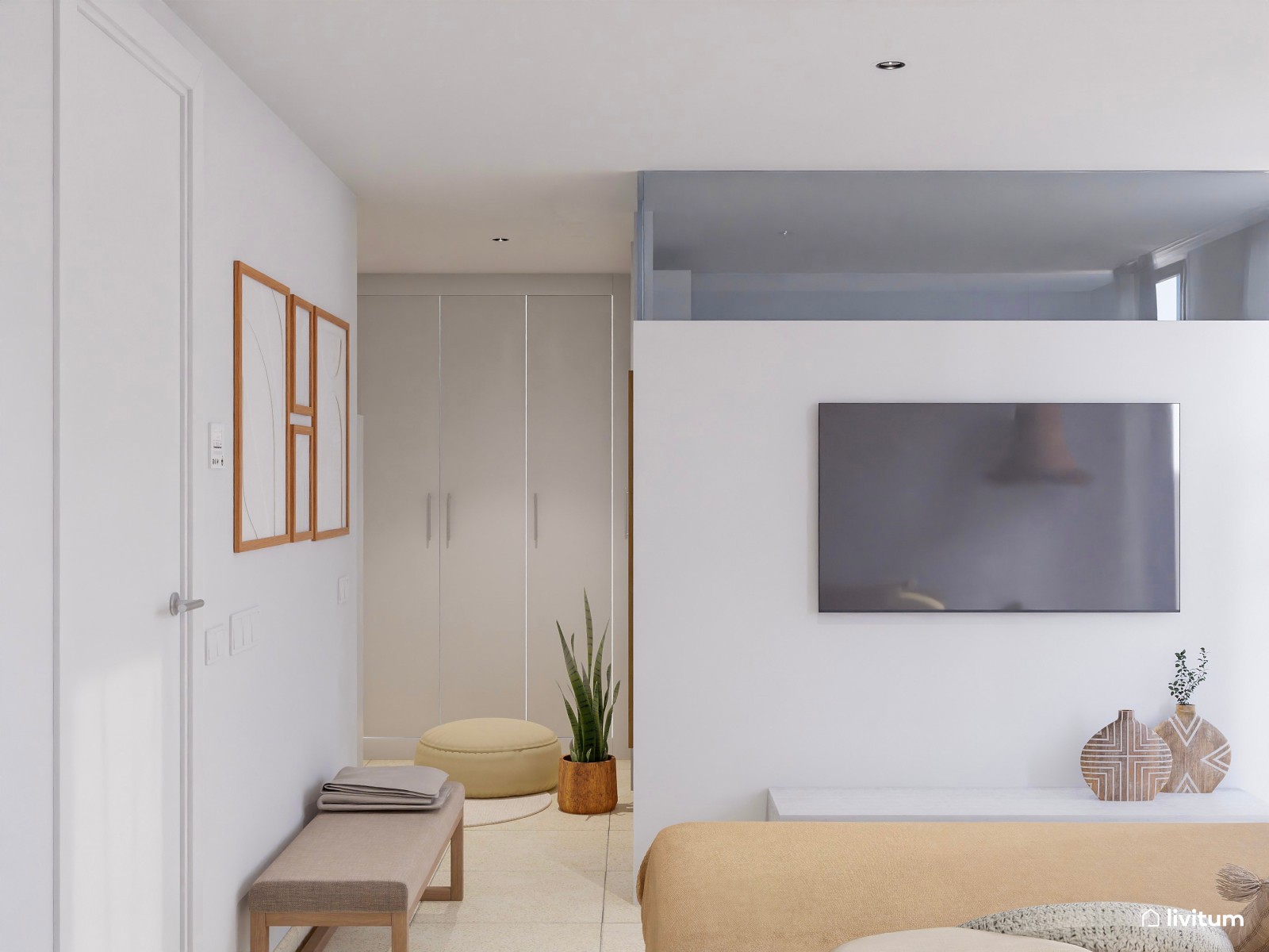 Dormitorio boho y nórdico con fibras naturales 