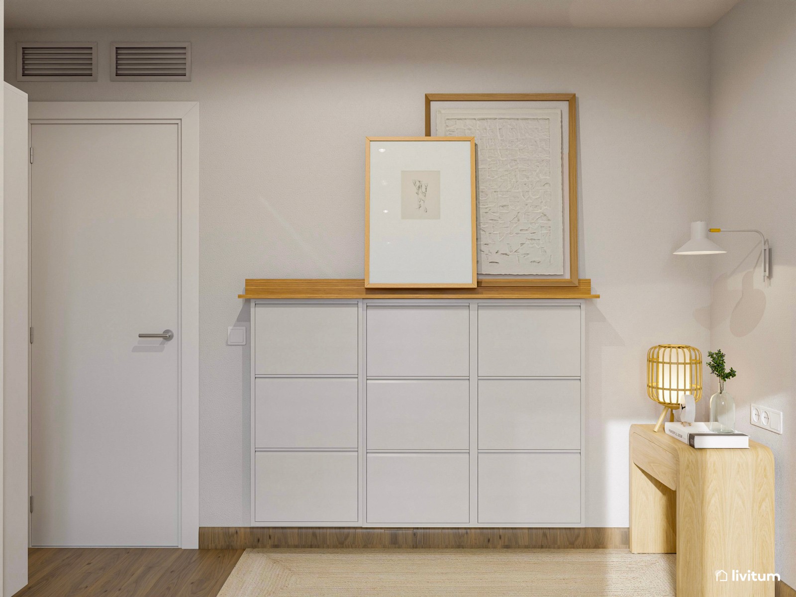 Dormitorio cálido, moderno y romántico con zona de trabajo