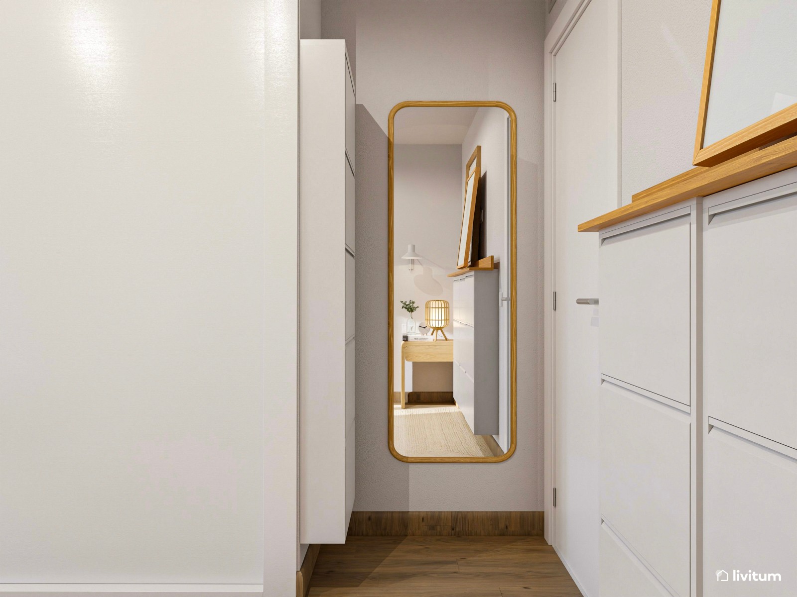 Dormitorio cálido, moderno y romántico con zona de trabajo