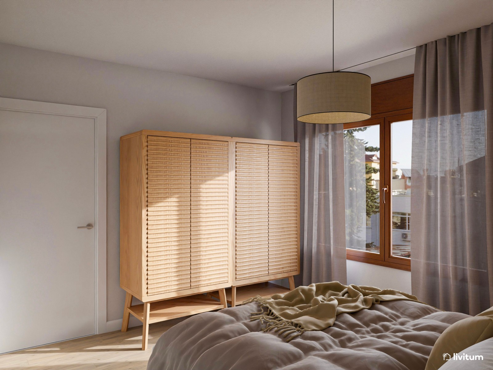 Dormitorio cálido y sereno con texturas acogedoras