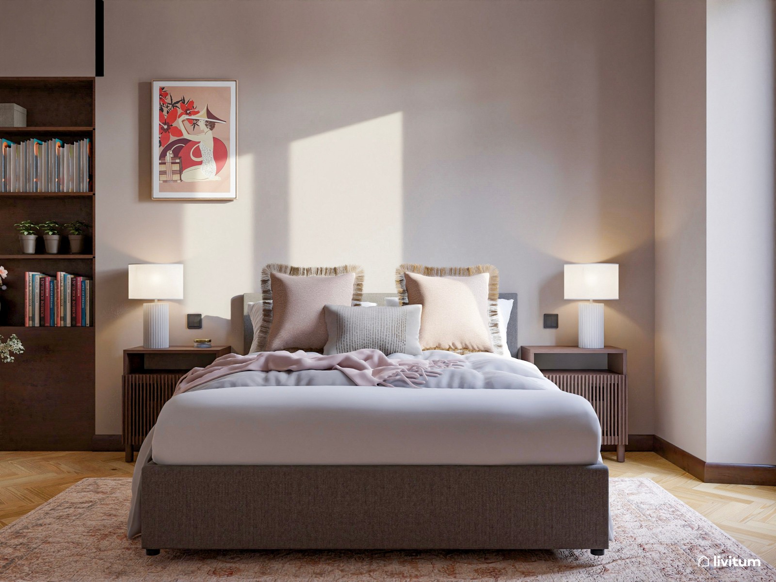 Dormitorio clásico y elegante con zona de escritorio