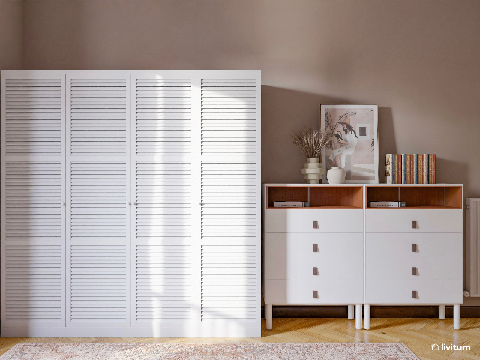 Dormitorio clásico y elegante con zona de escritorio