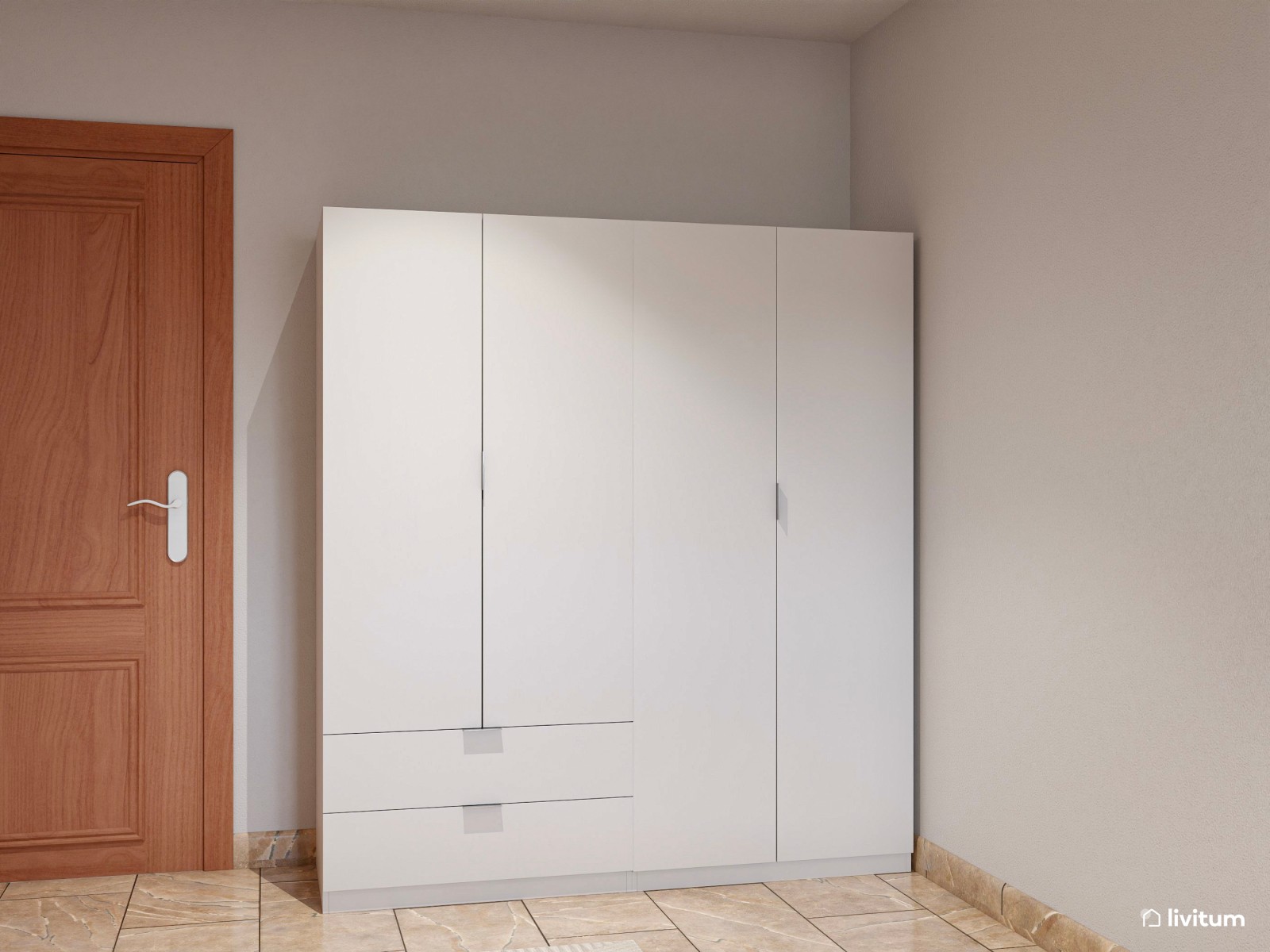 Dormitorio de estilo bohemio con zona de tocador y despacho